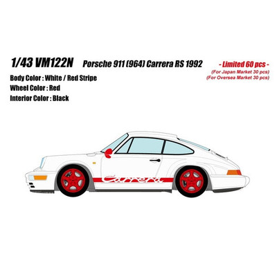 Vm122N 1/43 Porsche 911 964 Carrera Rs 1992 White/Red Stripe