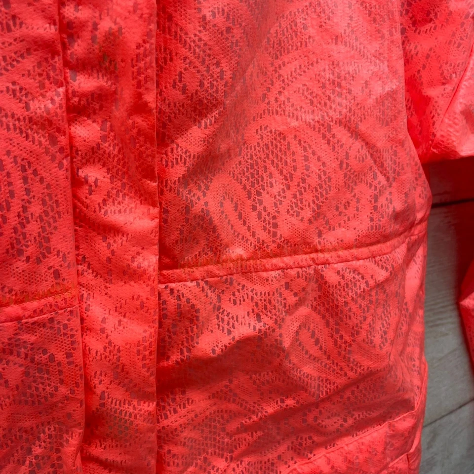 ASOS Bright Coral Rain Coat Jacket Lace Stylish Hooded Safety Running XS/S Euro - Image 2 of 4