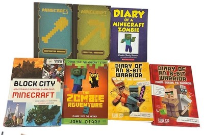 Minecraft  Lot of 7 Books Mojang  Block City Diary Zombie Essential Handbooks