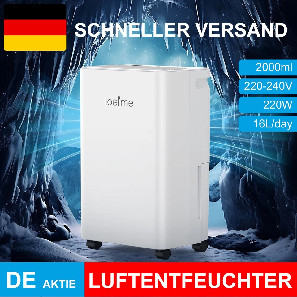 Luftentfeuchter Elektrisch 16L/Tag Raumentfeuchter Luftentfeuchtungsgerät Weiß