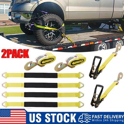 Pack of 2 Car Tie Down with Twisted Snap Hooks 3,300 Pound for trailers ATV UTV