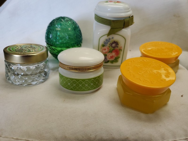 Vintage Avon Sachet Cream & Powder Jars ~ Empty And Cleaned Glass Jars ~Lot Of 6