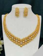 2 Pcs Asian Indian Gold plated Earrings Necklace  Jewellery Set Uk Seller