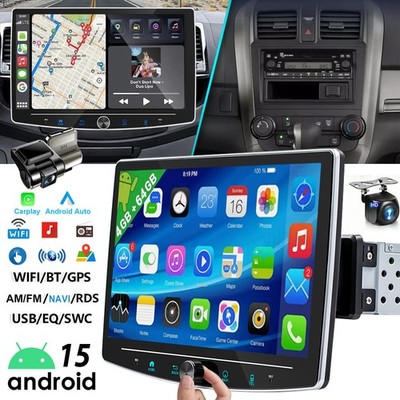 360° Drehbar Bildschirm 10.1'' 4++4G Android 15 Carplay Autoradio 1 DIN DVR +DAB