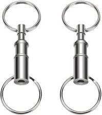 2 Pieces Quick Release Keychain Detachable Pull Apart Key 2.5cm x 8cm, Silver