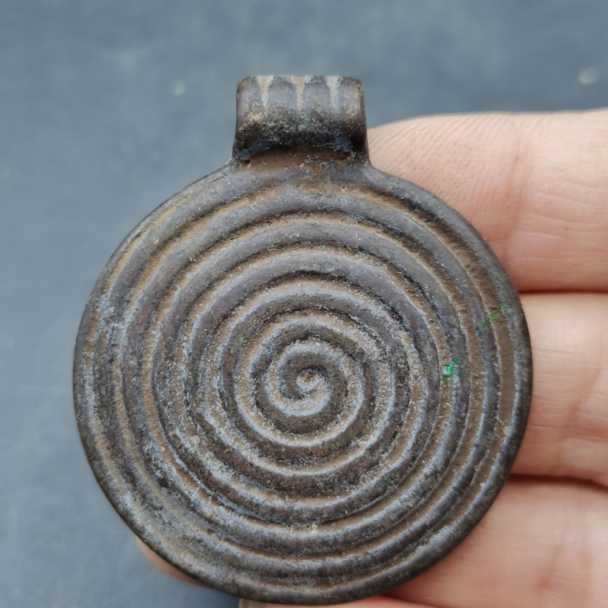 Tibetan Copper Spiral Swirl Thokcha Amulet Pendant Antique Primitive Spiritual