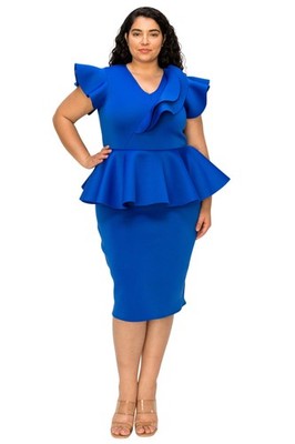 royal blue peplum dress plus size PLUS SIZE Onyx Neoprene Peplum Dress