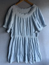 Old Navy Dress Womens 2XL Blue Smocked Waist Defined Donny Striped Boho NWT