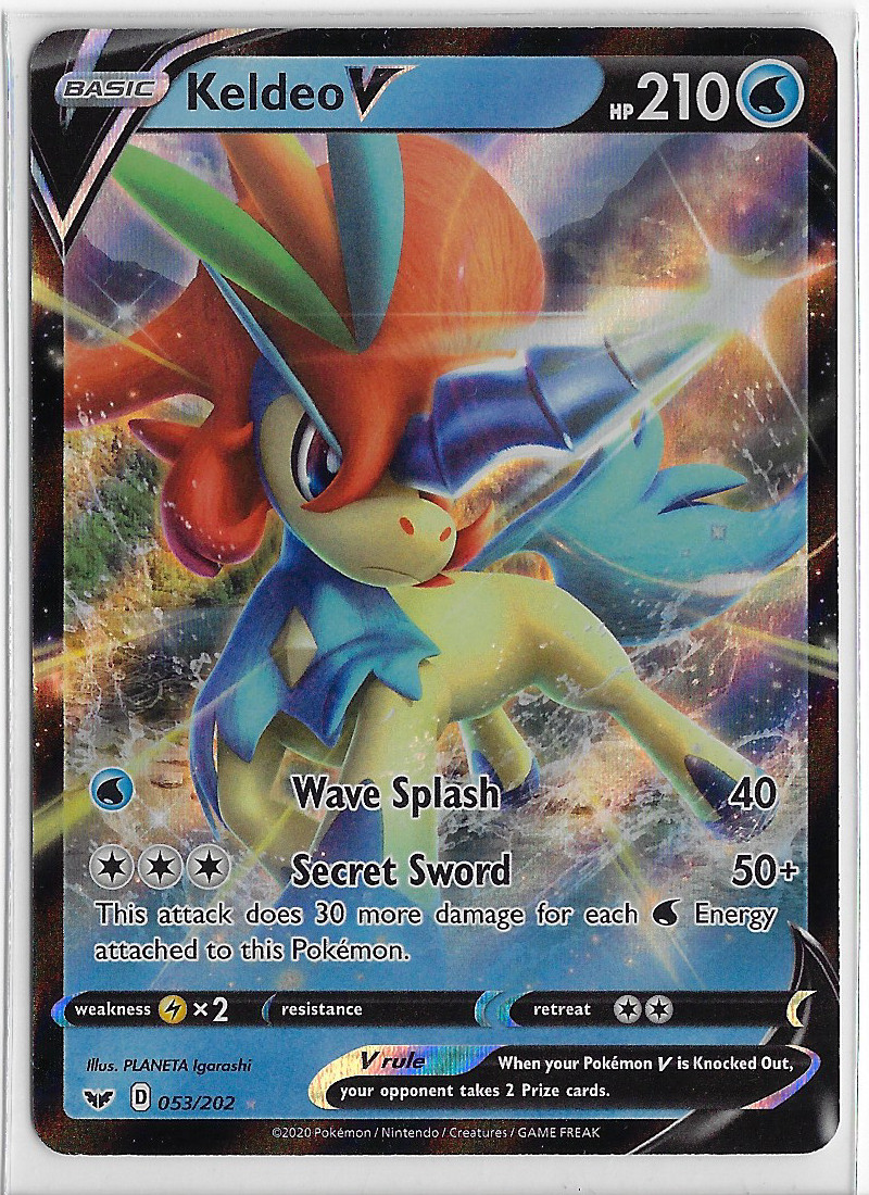 POKEMON TCG SWSH Base Set NM Mythical RARE Holo #053/202 KELDEO V + FREE US S&H