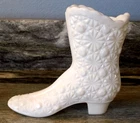 Vintage Fenton Milk Glass Boot Daisy Button Vanity Vase