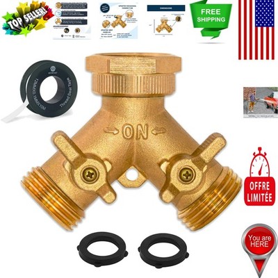 Durable Brass 2-Way Y Splitter Hose Connector for Effortless Water Control