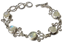 NATÜRLICH MONDSTEIN Edelstein HANDGEFERTIGT 925 Sterlingsilber Schmuck Armband 3