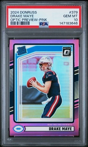 2024 Donruss Optic Preview Drake Maye Pink #379 PSA 10 GEM MINT RC ROOKIE