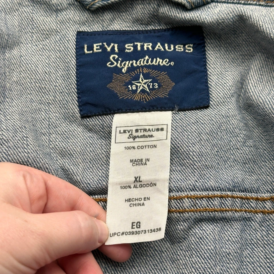 Vintage Levi Strauss Signature Denim Jean Trucker Jacket Mens XL Blue Button - Image 2 of 4