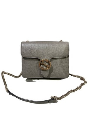 Authentic Gucci Interlocking G Chain Wallet Pebbled Leather Crossbody Grey eBay