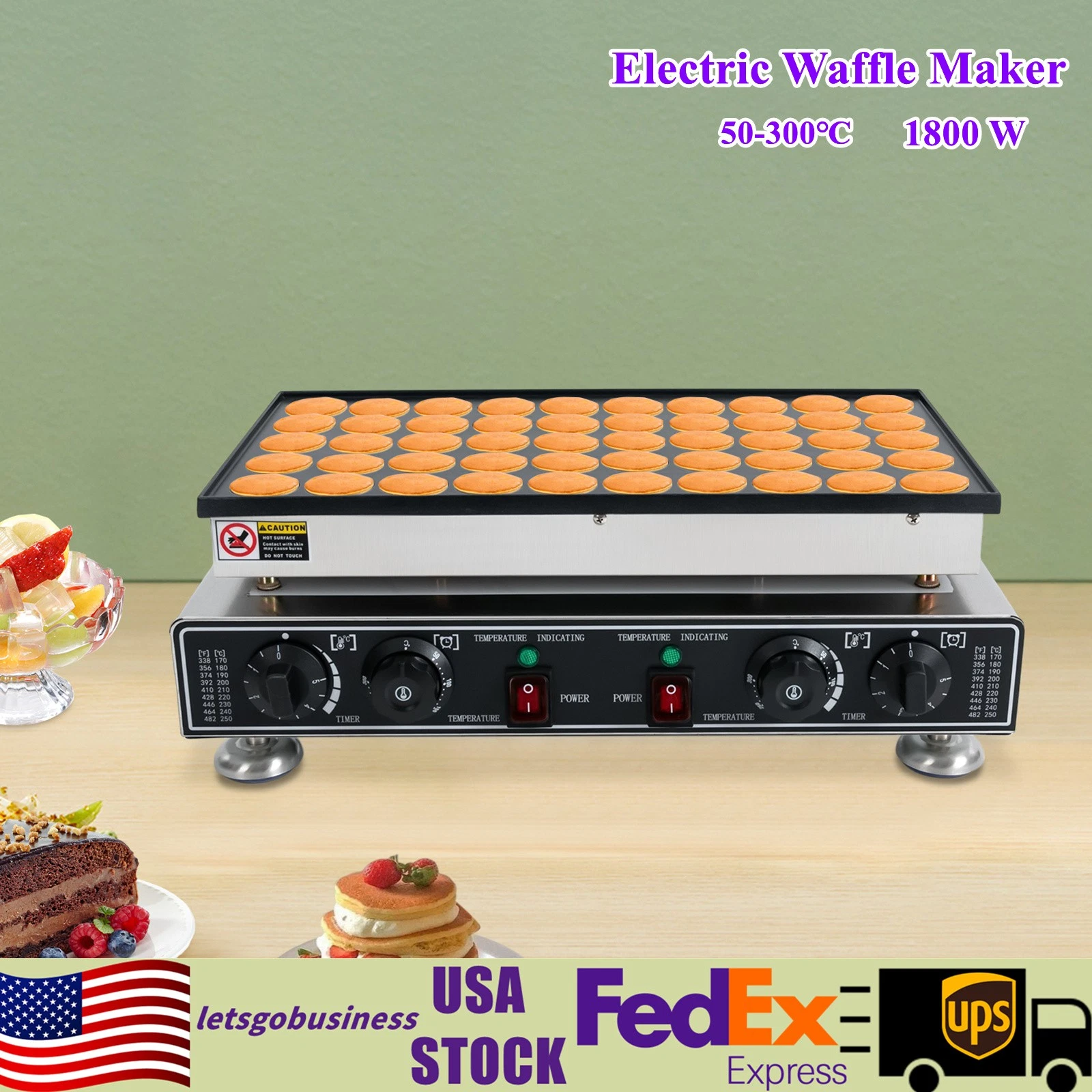 110 V 50 Hole Electric Dutch Poffertjes Mini Pancake Baker Maker Machine New