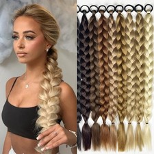 Thick Long Hair Ponytail Wrap On As Human 60cm Braid Pony Tail Hair Extension UK