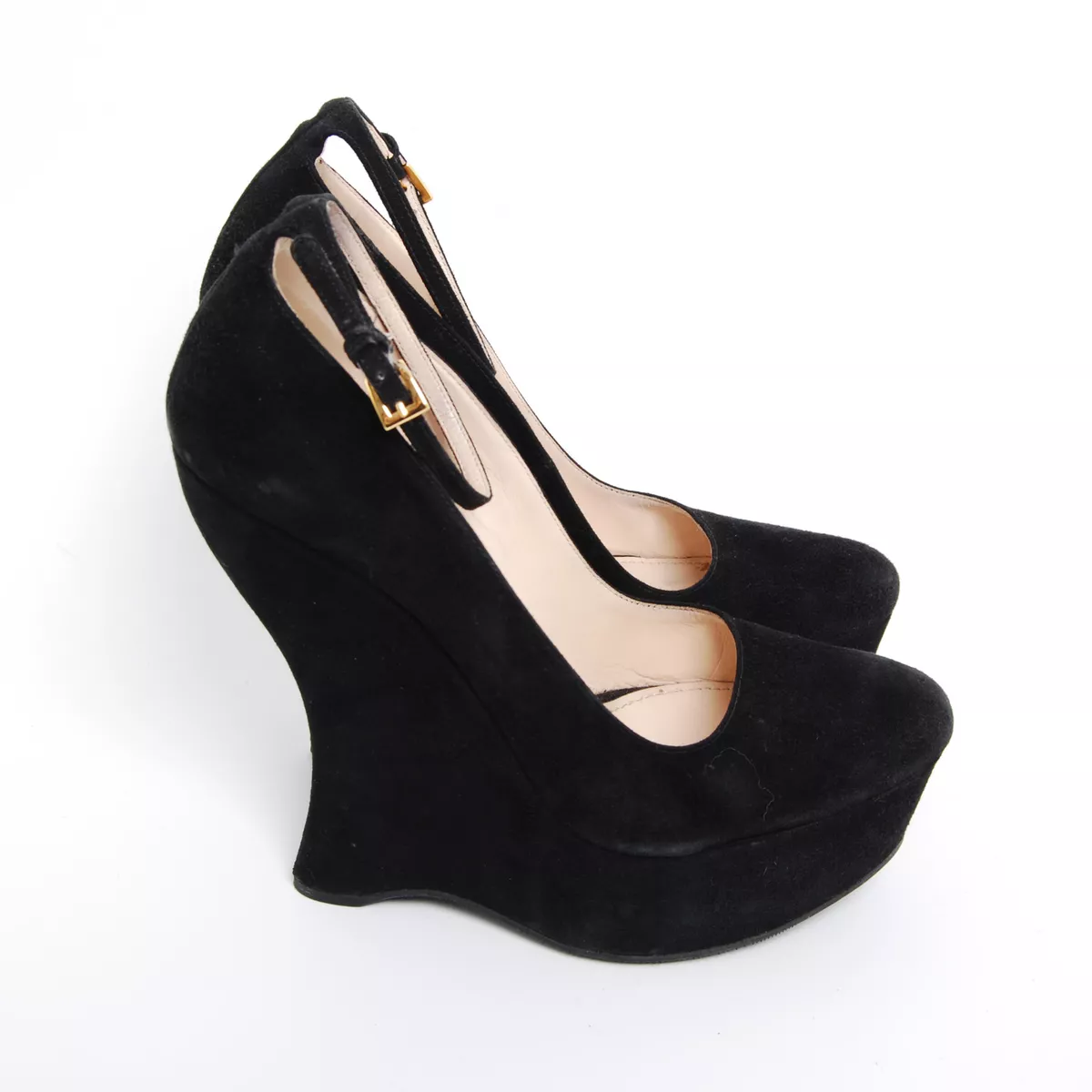 Black wedge pump shoes sales