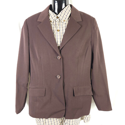 NWT Vintage Sag Harbor Stretch Womens Size 14 Brown Two Button Blazer Jacket