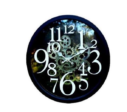 Wall Clock, Moving Gear Design Clock, Roman Numeral, Chicken Style Clock, - Picture 3 of 20