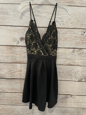Francescas Black Dress Adjust Straps Zip Entry Heavy Material NWT Junior's L