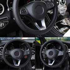 Car Leather Steering Wheel Cover Good Grip Car Accessories For 15"/37-38CM Black
