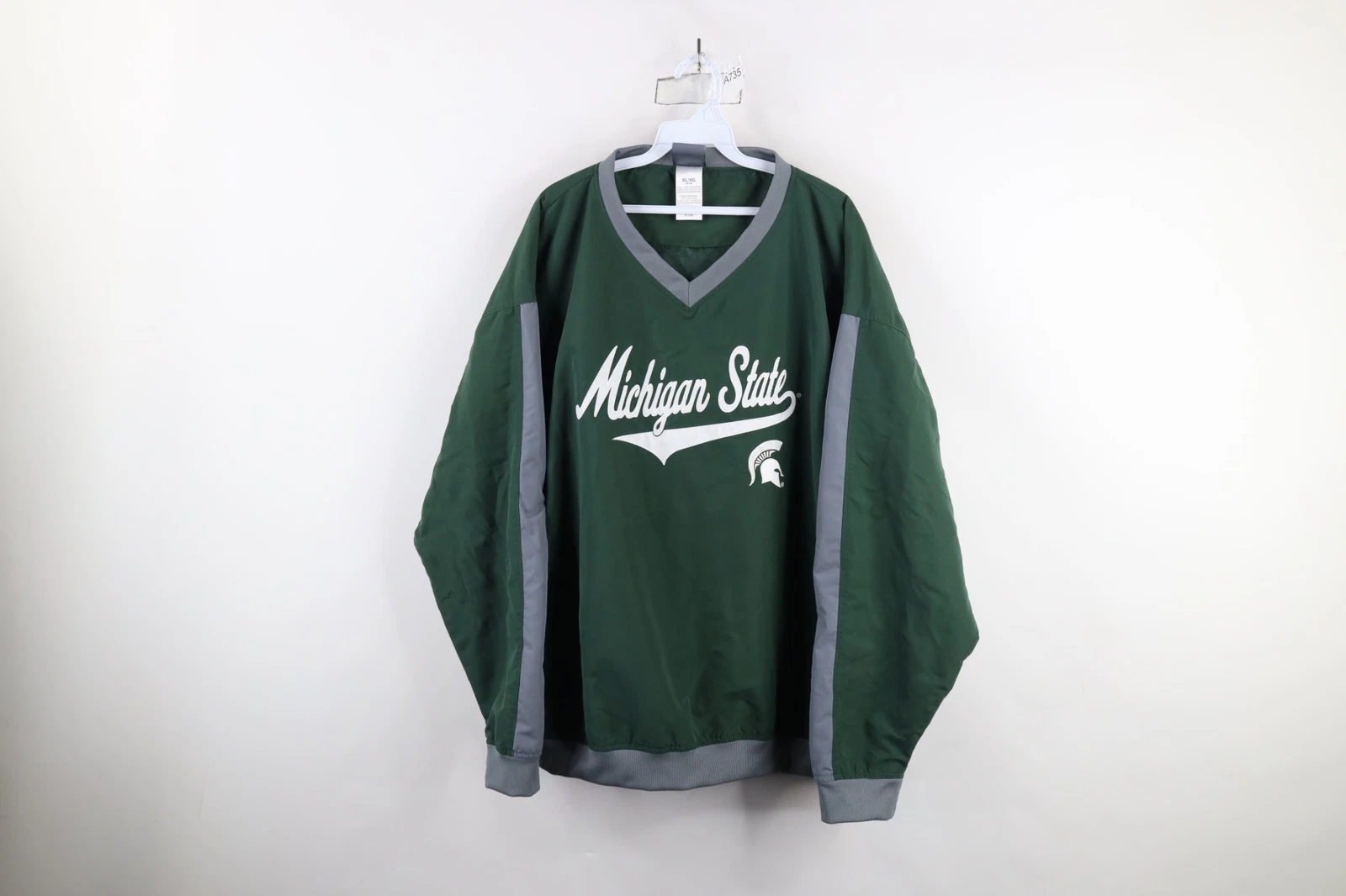 Vintage Mens XL Spell Out Script Michigan State University Windbreaker Jacket