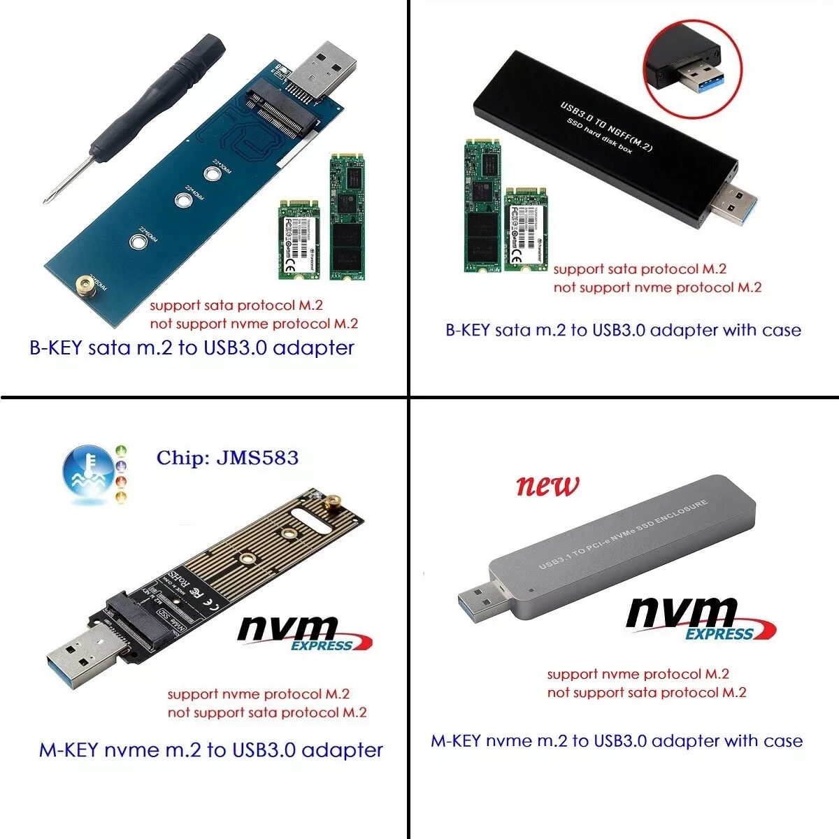 NGFF M.2 NVME SSD SATA SSD to USB3.0 adapter card reader test card Hard  disk box