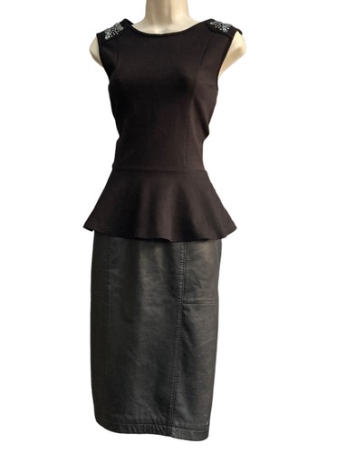 Black Top Size 10 Peplum Frill Ruffle Cocktail Party Crystal Glam Sparkle Classy - Bild 14 von 14