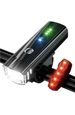 3000 Lumen Bike Light Set USB Rechargeable Bicycle Headlight & Taillight, 5 Mode