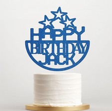 Personalised Happy Birthday Glitter Cake Topper, Custom Name Decor 14 Colours