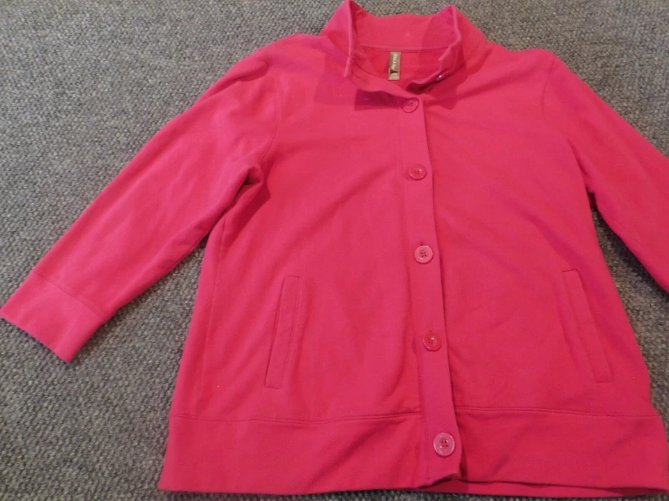 Ciervo Blanco Mujer Suéter Grande Rosa Elástico Botón Chaqueta Foto 3 de 4