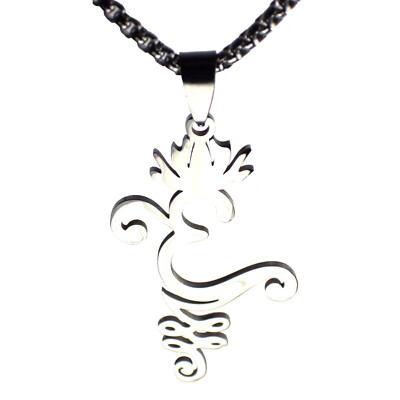 Buddhist Aum Necklace Silver Stainless Steel Jainism Hindu Om Pendant Chain