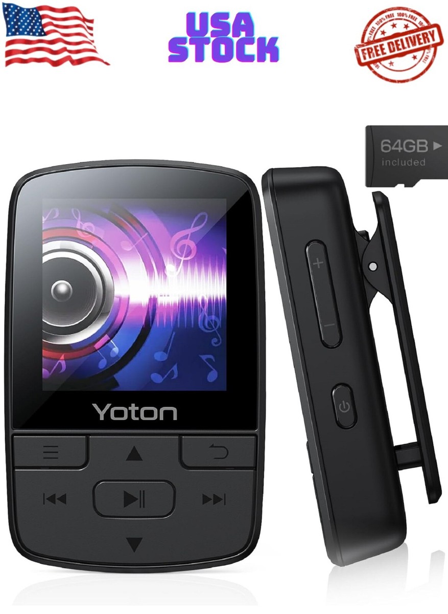 メモリー様㉜ MP3 Player with Bluetooth 5.2, 64GB, HiFi-Music, with Sports Clip