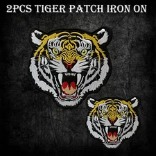 Embroidered Tiger Patch Set 2 PCs Iron-On / Sew-On Wildlife Animal Applique