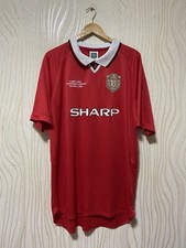 MANCHESTER UNITED 1999 HOME FOOTBALL SHIRT SOCCER JERSEY SCORE DRAW REPLICA sz X