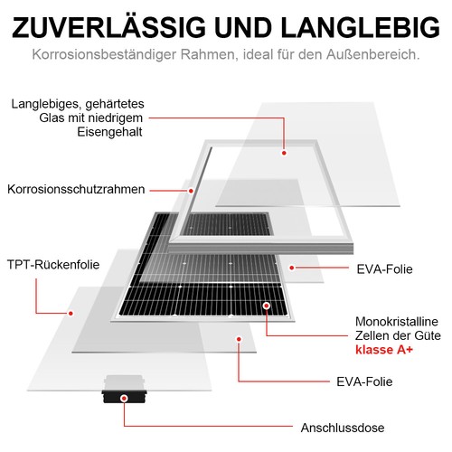 Dokio Solarpanel 12v 24v 100W 200W Solarmodul Kit für Batterie Wohnmobil Haus - Afbeelding 5 van 25