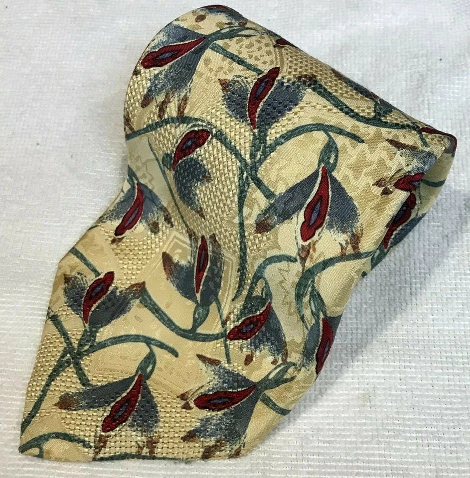 Robert Talbott Studio 适用于 Nordstrom 100% 真丝男式领带手工制作米色花朵 — 第 2/4 张图片