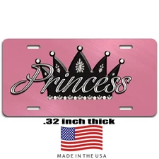 Princess aluminum vanity license plate car truck SUV tag black and pink