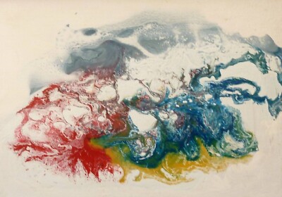 Abstraktes Gemälde Acryl auf Holz  62x47 cm Formation I, 4 Dachbodenfund