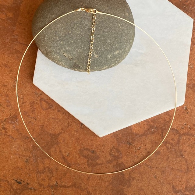 14KT Yellow Gold Thin Cable Wire Collar Necklace .60 mm 16" 18" w