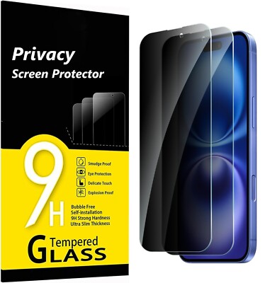 Anti Spy Privacy Hartglas Displayschutzfolie für iPhone 16 15 16 Pro Max 16e