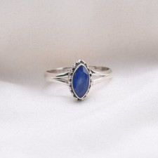 Blue Sapphire Gemstone 925 Sterling Silver Handmade Women Rings Jewelry P#036