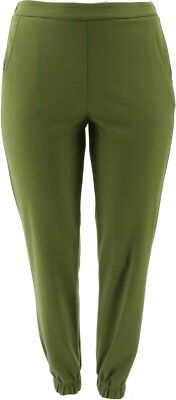 Slinky  Brand Luxe Crepe Jogger Pant with Pockets 676-112 Olive 2X.