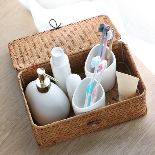 Boîte De Rangement En Paille Boîtes De Rangement Avec Couvercles Panier