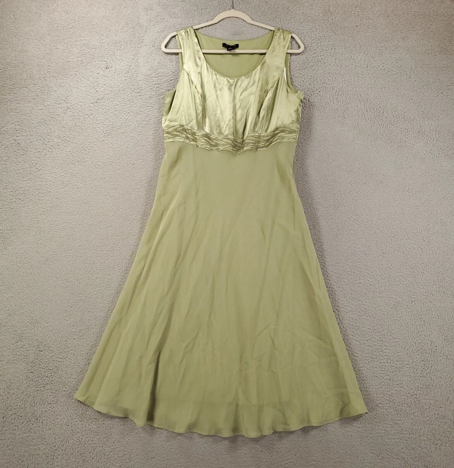 Vestido Le Bos para mujer 12 verde cóctel ropa de noche chifón brillante Foto 4 de 4