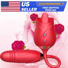 Silicone-Vibrator-Licking-for-Rose-Women Massager-10 Vibration USB Rechargeable