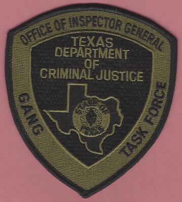 TEXAS DEPARTMENT OF CRIMINAL JUSTICE GANG TASK FORCE SHOULDER PATCH SUBDUED