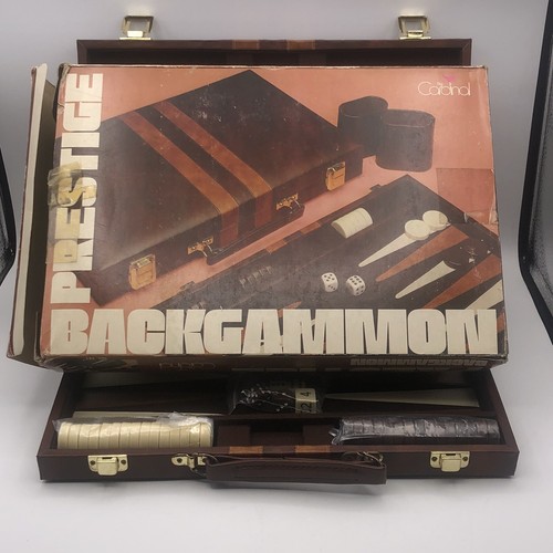 Cardinal Brand Backgammon Brown Case Ivory & Brown Bakelite Checkers Near Mint - Picture 5 of 11