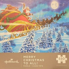 Hallmark Merry Christmas To All Santa Reindeer 550 Piece Puzzle 18x24 new sealed